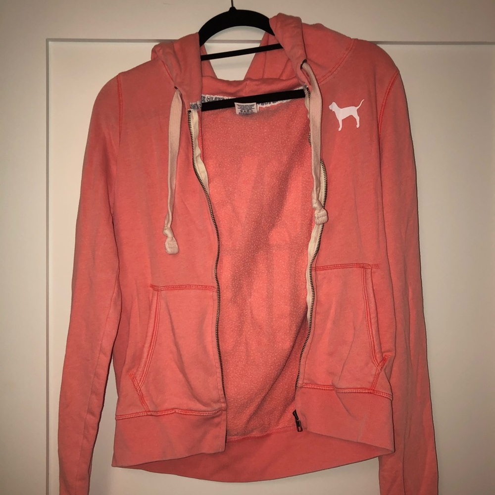 Peach LOVE PINK hooded zip up